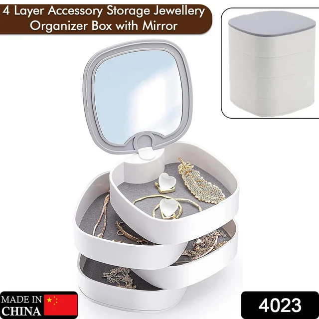 Rotating Jewellery Box – 4-Layer Multicolour Organizer |