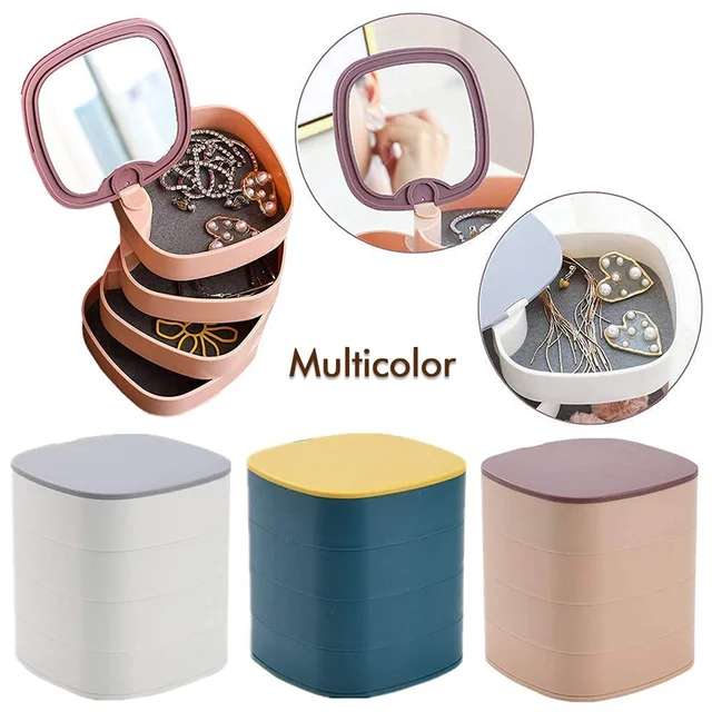Rotating Jewellery Box – 4-Layer Multicolour Organizer |