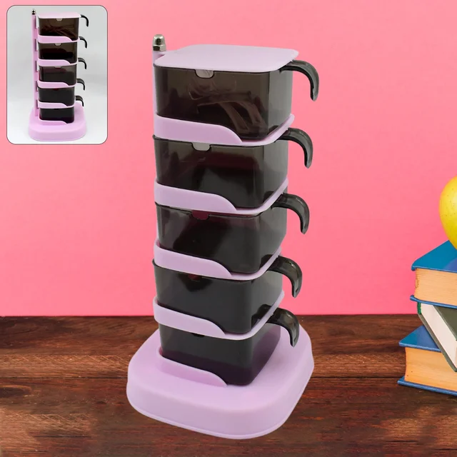 Rotating Spice Rack – 5-Section Vertical Organizer | Lunchie Bunchie