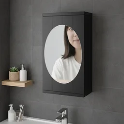 Rotating Storage Cabinet with Mirror, Space-Saving Wall Organizer