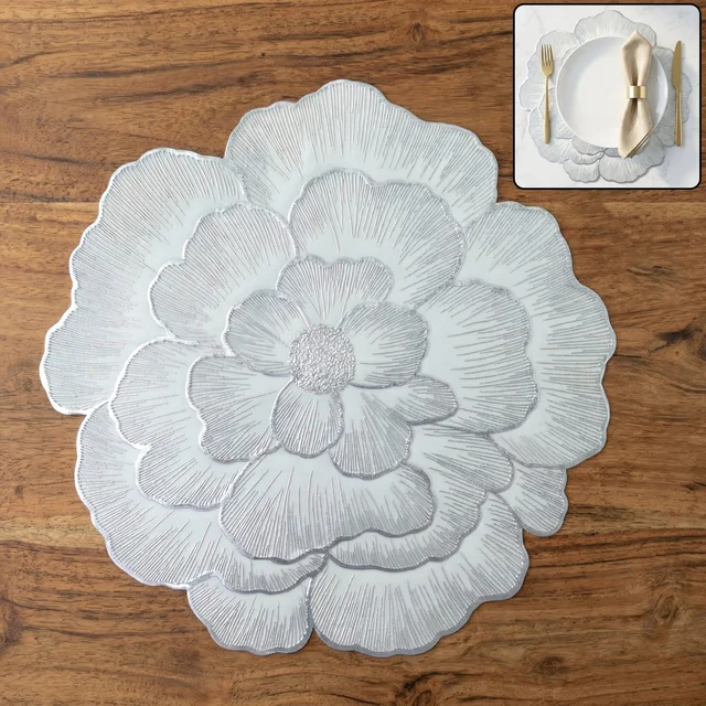 Round Floral PVC Table Mat – Waterproof & Heat Resistant for Dining