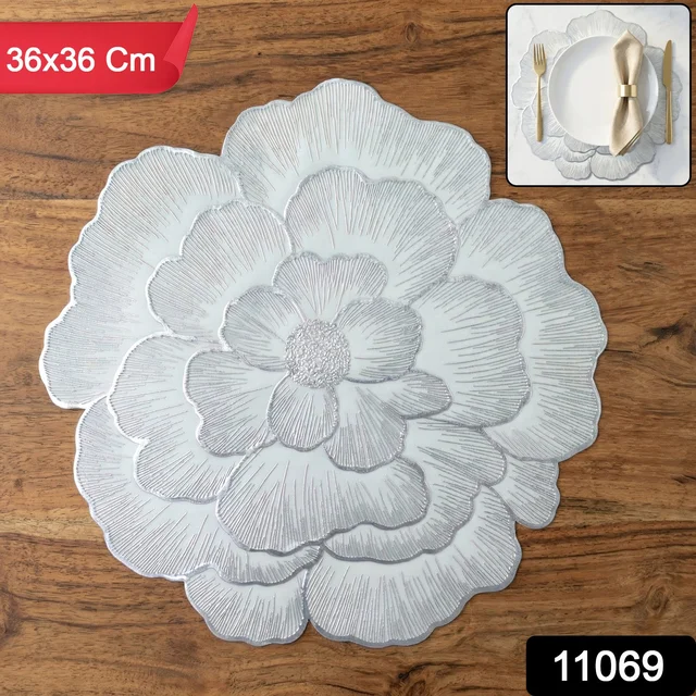 Round Floral PVC Table Mat – Waterproof & Heat Resistant for Dining