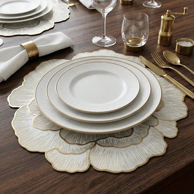 Round Floral PVC Table Mat – Waterproof & Heat Resistant for Dining