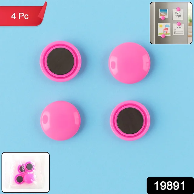 Round Fridge Magnets – Strong Grip, Scratch-Safe Buttons (4 Pcs)