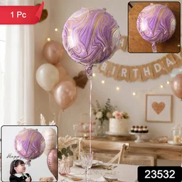 Round Marble Foil Balloon – Bright Party Decoration 15cm