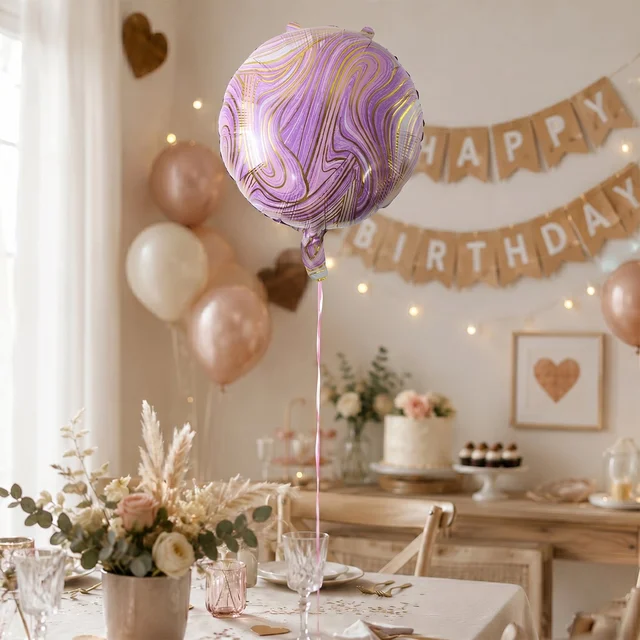 Round Marble Foil Balloon – Bright Party Decoration 15cm