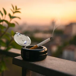 Round Smokeless Ashtray with Lid – Windproof & Easy Clean