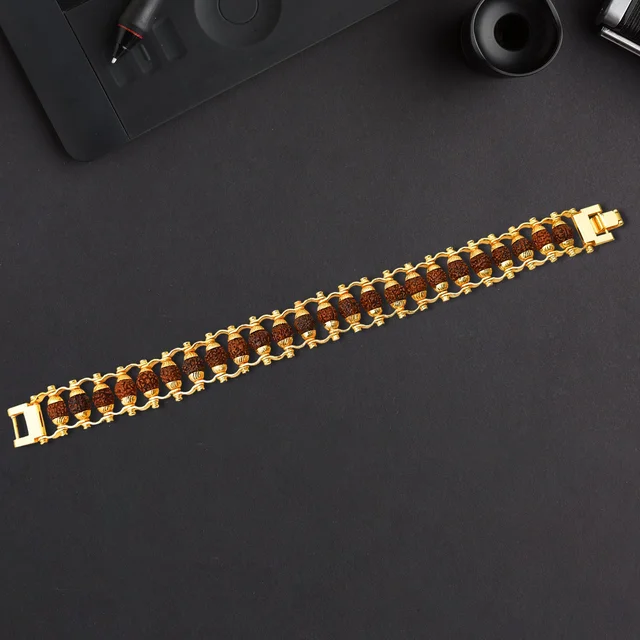 Rudraksha Bracelet – Golden Modern Design for Meditation | Bracelet Bar