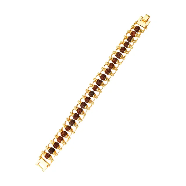 Rudraksha Bracelet – Golden Modern Design for Meditation | Bracelet Bar