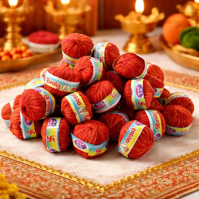 Sacred Cotton Thread Set – 48 Pooja Kalawa Balls for Rituals