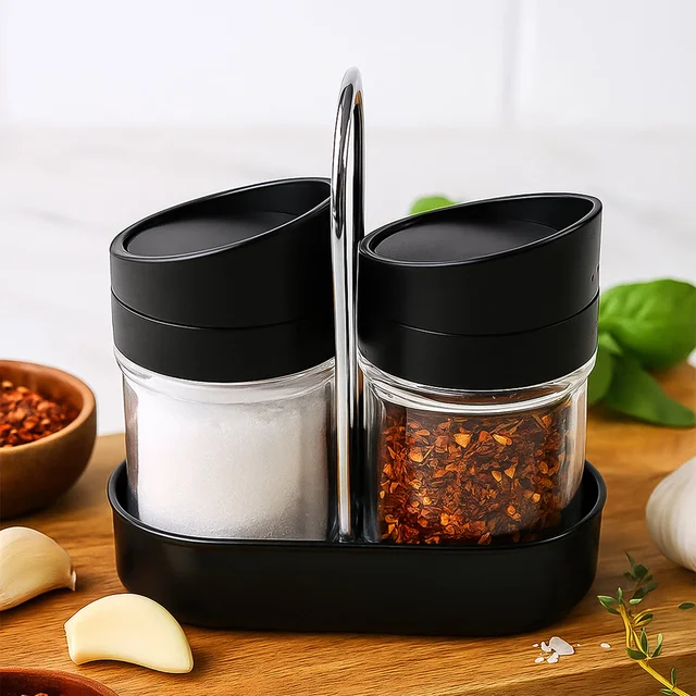 Salt N Pepper Plastic Jar Set – Durable Kitchen Spice Storage