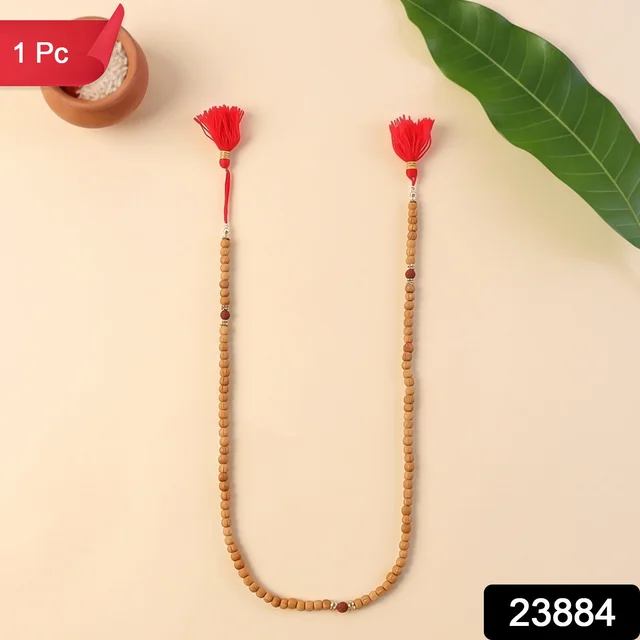 Sandalwood Mala with Rudraksha Beads, Chandan Japa Mala for Puja and Wear (1 Pc)