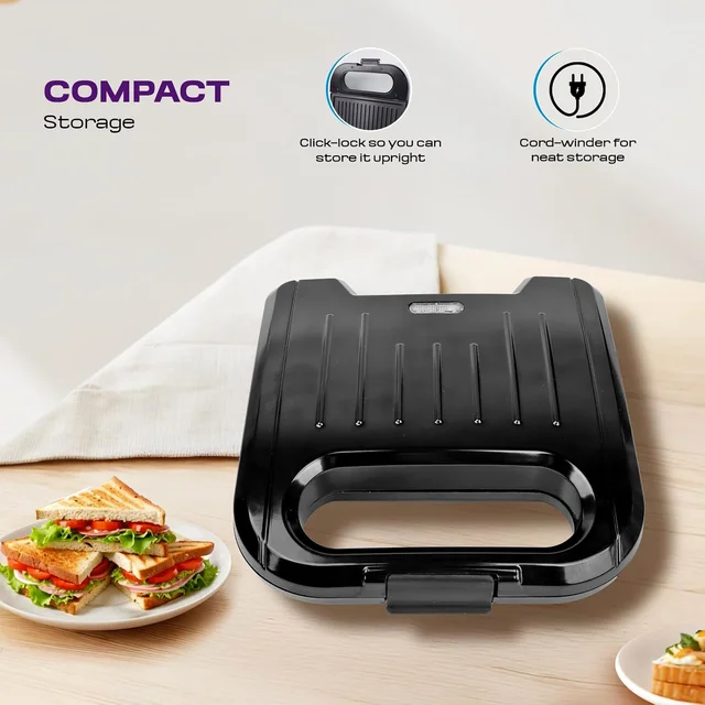 Sandwich Toaster – 800W Fast Toasting with Non-Stick Plates