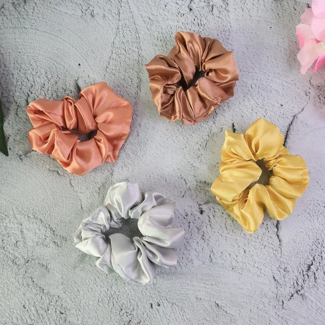 Satin Hair Scrunchies 12 Pc – Soft, Gentle Elastic Hair Ties