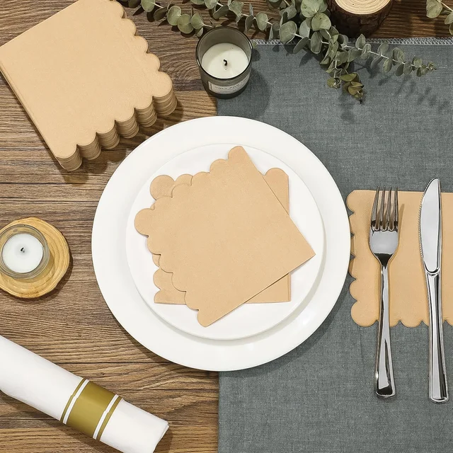 Scalloped Edge Tissue Napkins – Elegant 120 Pc 2-Ply Set