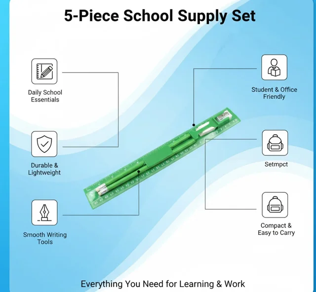 School Supply Set – 5-Piece Essential Stationery Kit |