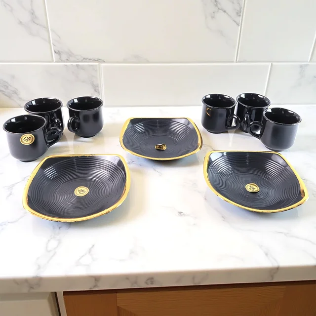 Seashell Ceramic Cup Set – 9-Piece Unique Design | Serve Stellar