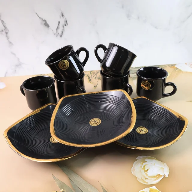 Seashell Ceramic Cup Set – 9-Piece Unique Design | Serve Stellar