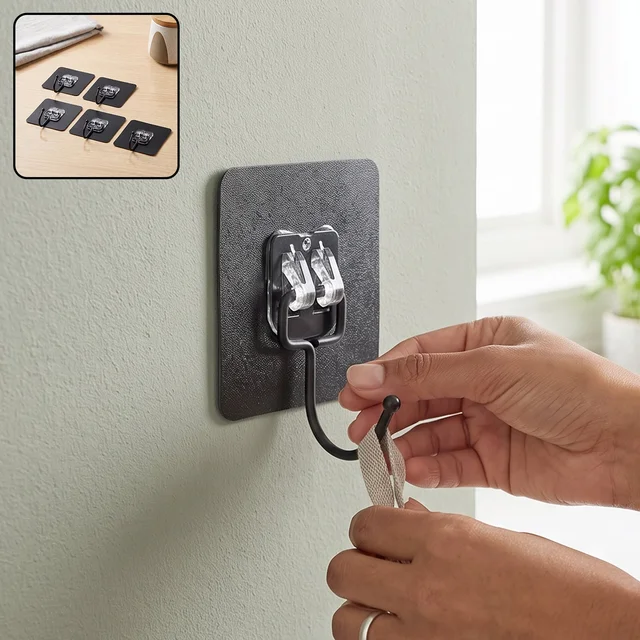Self Adhesive Wall Hooks, Strong Transparent Sticky Hooks for Home (5 Pcs Set)