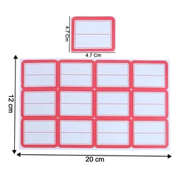 Self-Adhesive Label Sticker Sheet – Red & White Rectangular