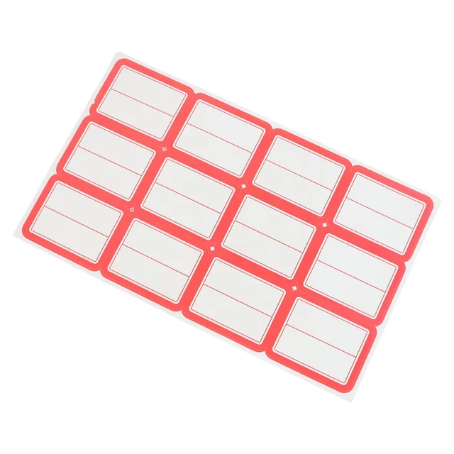 Self-Adhesive Label Sticker Sheet – Red & White Rectangular