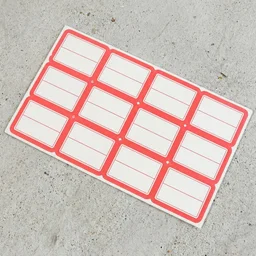 Self-Adhesive Label Sticker Sheet – Red & White Rectangular