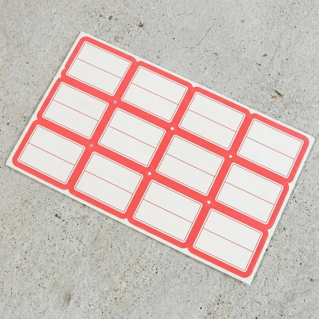 Self-Adhesive Label Sticker Sheet – Red & White Rectangular