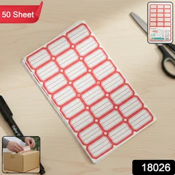 Self-Adhesive Label Stickers – 50 Red & White Sheets for Easy Organization