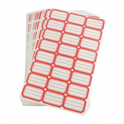Self-Adhesive Label Stickers – 50 Red & White Sheets for Easy Organization