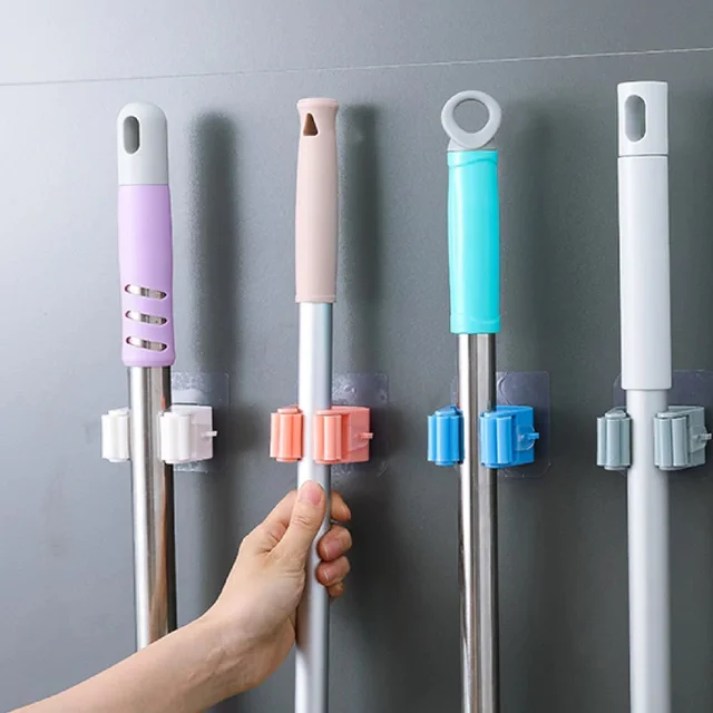 Self-Adhesive Mop Holder – Wall Mount Broom Organizer | Storenzo