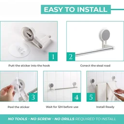 Self-Adhesive Towel Rod – Rust-Resistant & Drill-Free Installation