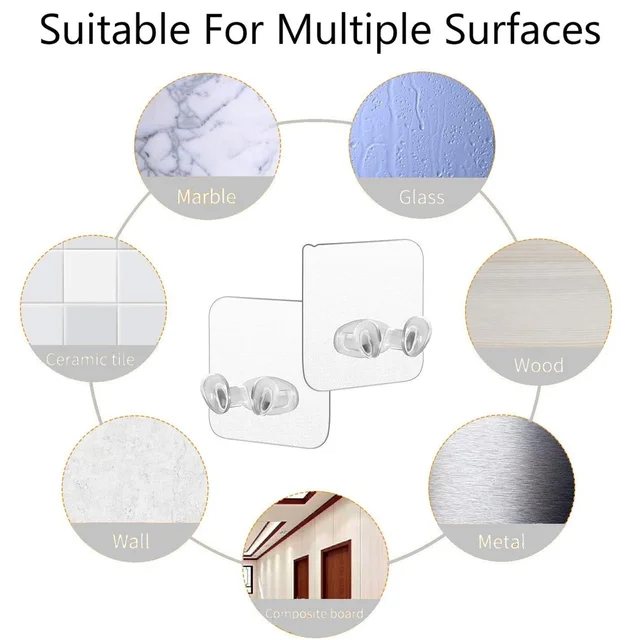 Self-Adhesive Wall Hook – Strong, Transparent & Removable | GlimmerHome