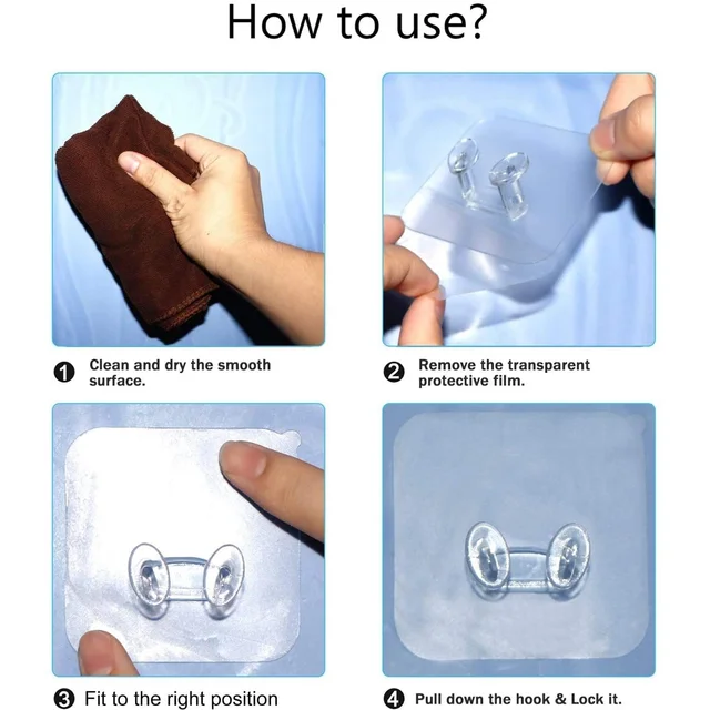 Self-Adhesive Wall Hook – Strong, Transparent & Removable | GlimmerHome