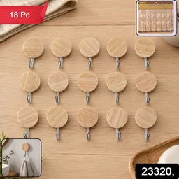 Self-Adhesive Wall Hooks – No Drill, Stylish Wooden Finish