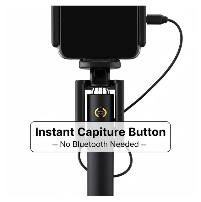 Selfie Stick with Aux Wire – Universal Phone Holder |