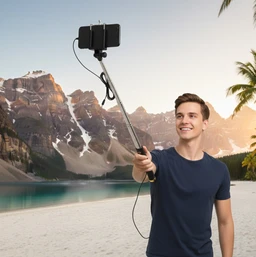 Selfie Stick with Aux Wire – Universal Phone Holder |