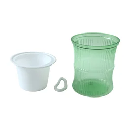Self-Watering Bamboo Style Plastic Flower Pot – Easy Indoor Plant Care