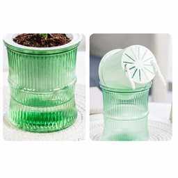 Self-Watering Bamboo Style Plastic Flower Pot – Easy Indoor Plant Care
