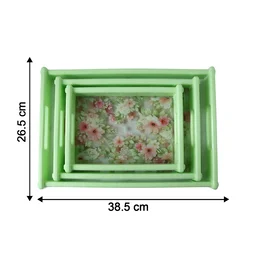 Serving Tray Set – Elegant Floral Design with Side Handles