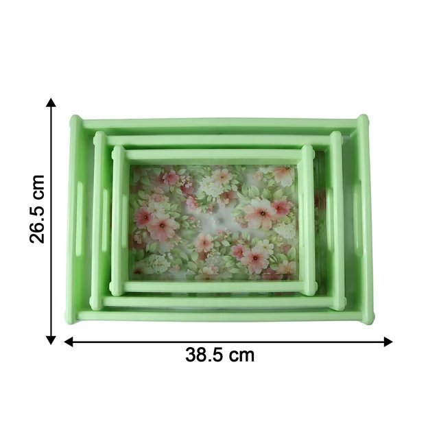 Serving Tray Set – Elegant Floral Design with Side Handles