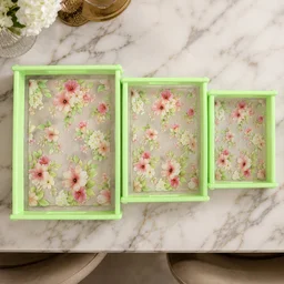 Serving Tray Set – Elegant Floral Design with Side Handles