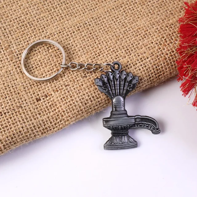 Shiva Lingam Metal Keychain – Durable Spiritual Accessory