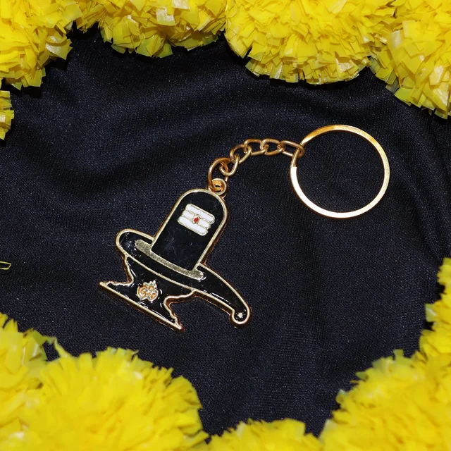 Shivling Keychain – Durable Golden Metal Devotional Charm