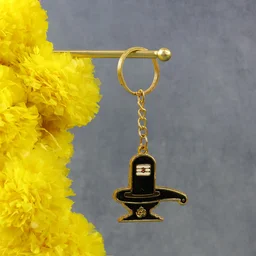 Shivling Keychain – Durable Golden Metal Devotional Charm