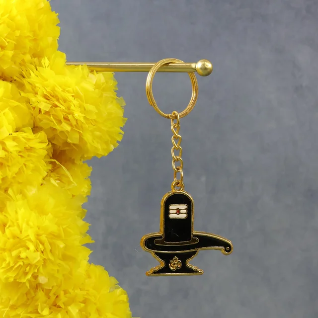 Shivling Keychain – Durable Golden Metal Devotional Charm