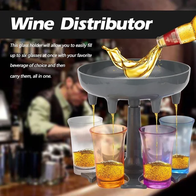 Shot Glass Dispenser – 6-Shot Party Set with Tray & Glasses | Siplix