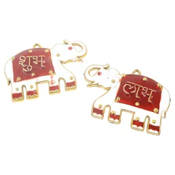 Shubh Labh Elephant Wall Hangings – Traditional Good Luck Décor Set