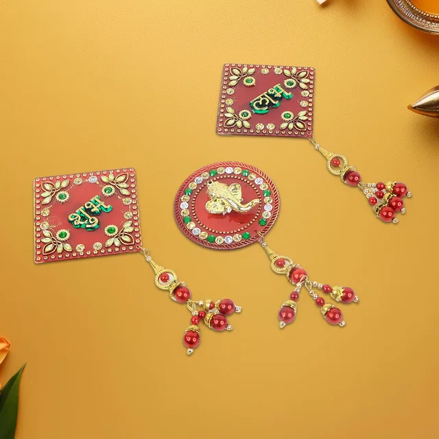 Shubh Labh Ganesh Wall Hanging Set – Auspicious 3-Piece Decor