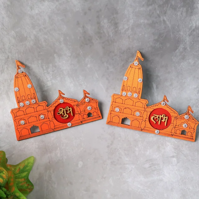 Shubh Labh Temple Wall Sticker – Vibrant Festive Home Décor