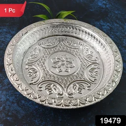 Silver Finish Plastic Pooja Thali – Lightweight & Durable